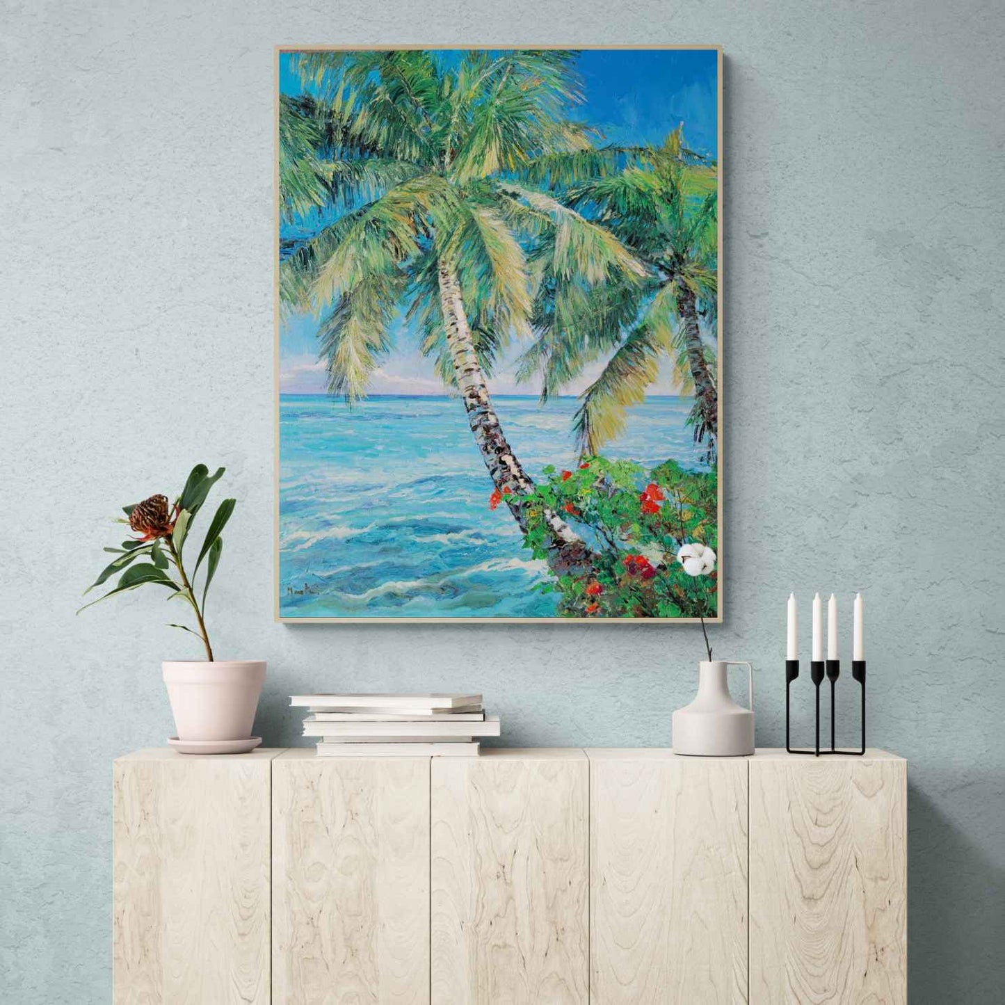 Painting The Palm Tree on the Beach 81x102 cm