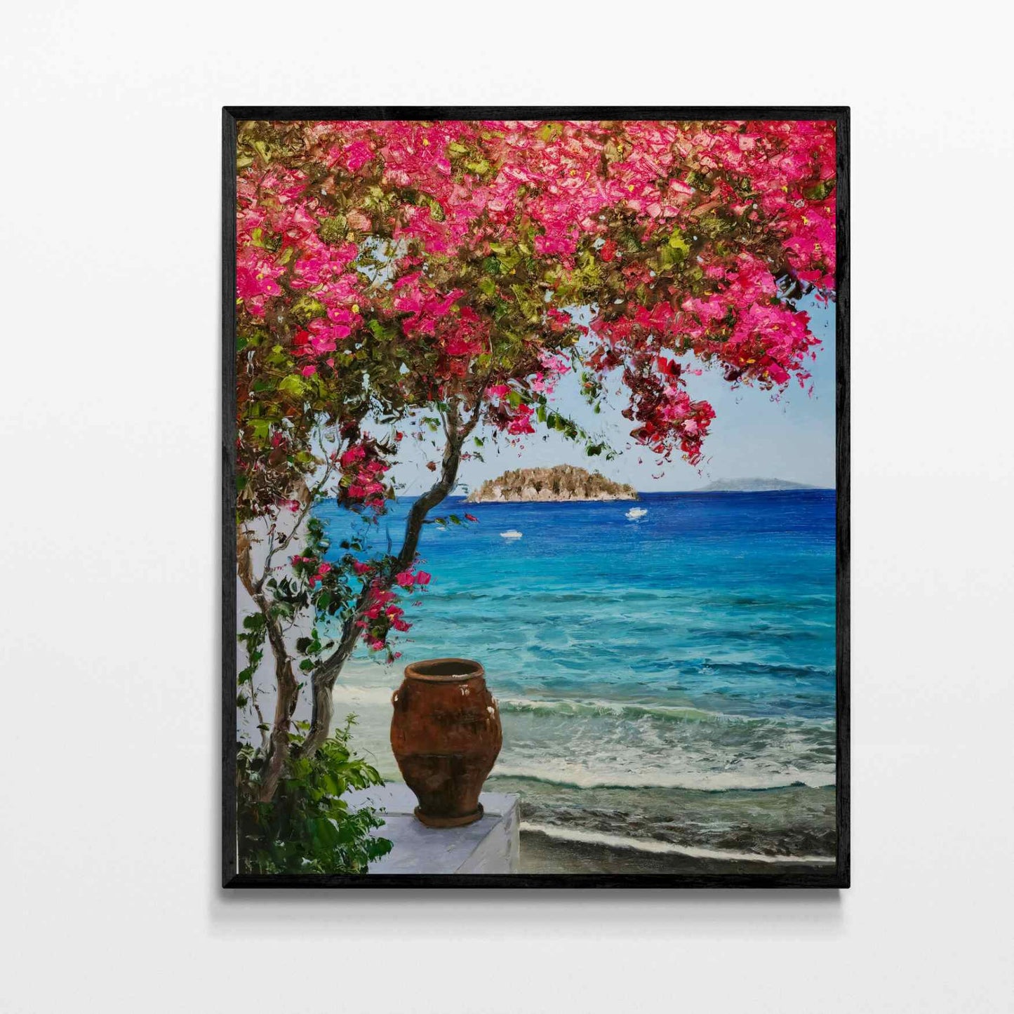 Meer- und Bougainvillea-Malerei