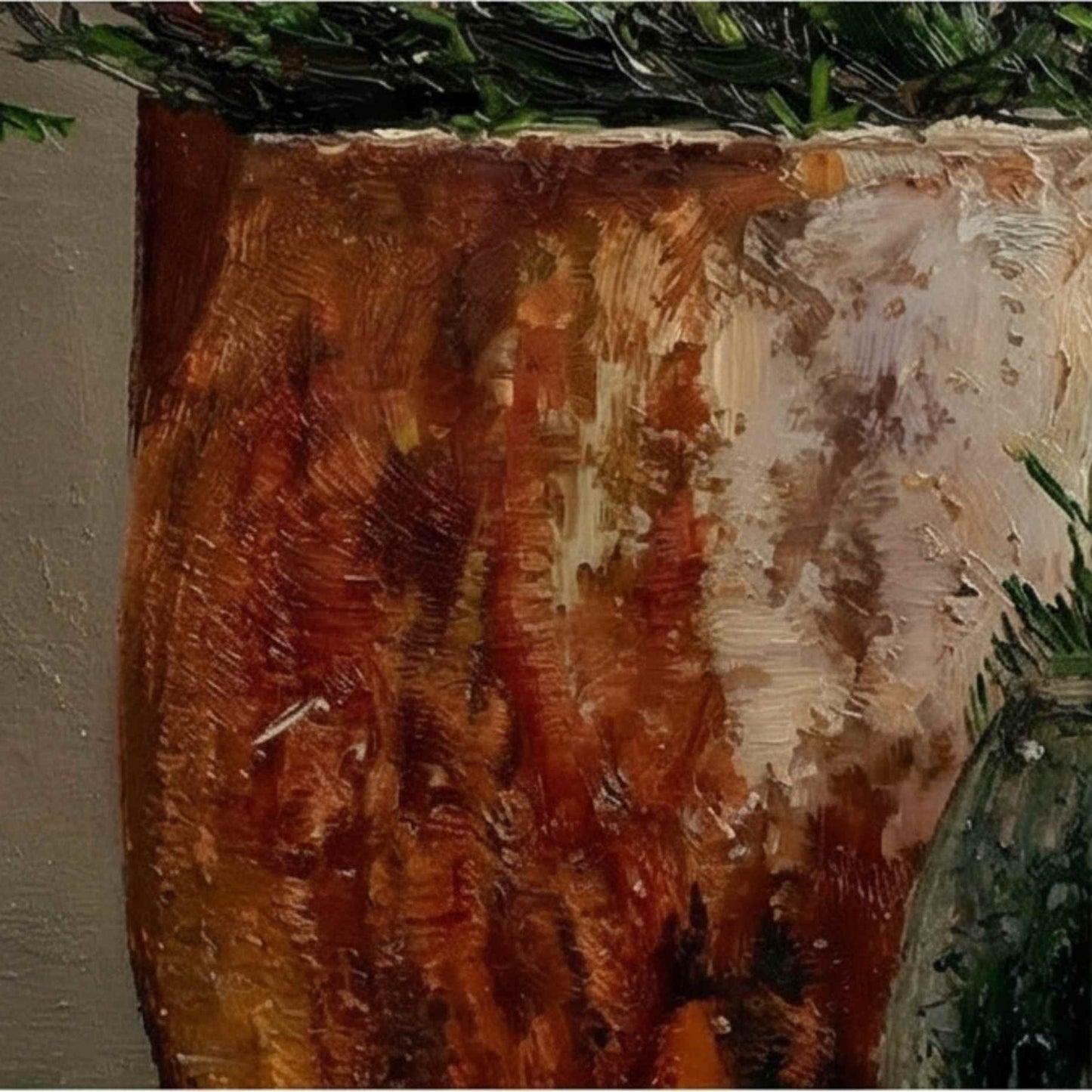 Pintura al Óleo Patio Mediterráneo con Plantas y Macetas 81x102 cm