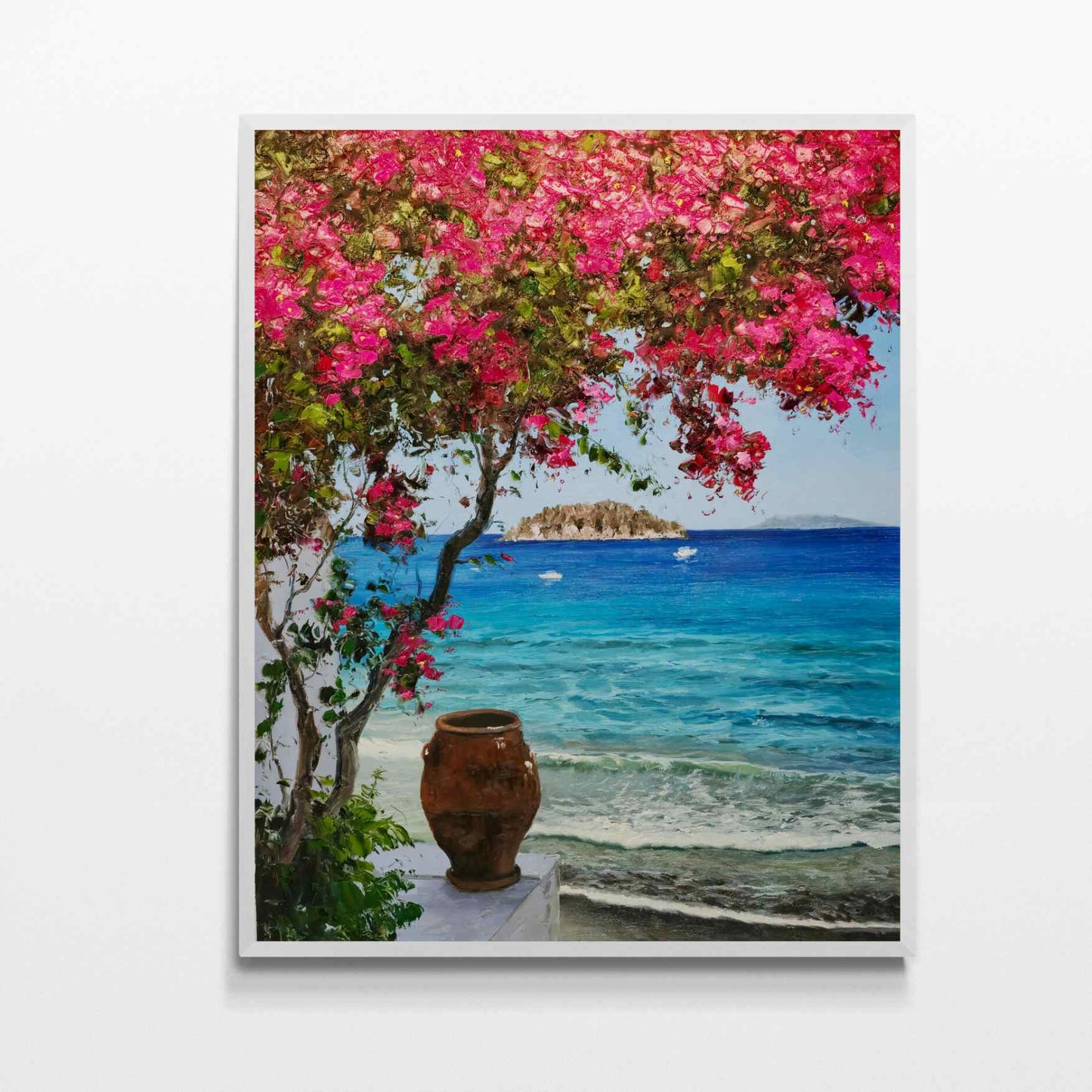 Meer- und Bougainvillea-Malerei