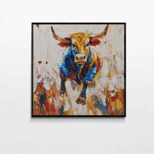 Pintura Toro Multicolor al Óleo 100x100 cm